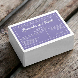 Paarse en witte waterdichte zeep productetiket voedselcontainer etiket