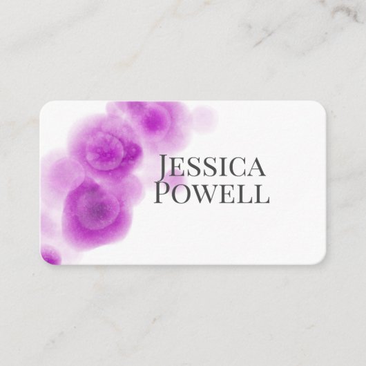 paarse en witte waterverf minimalistisch ontwerp visitekaartje (Voorkant)