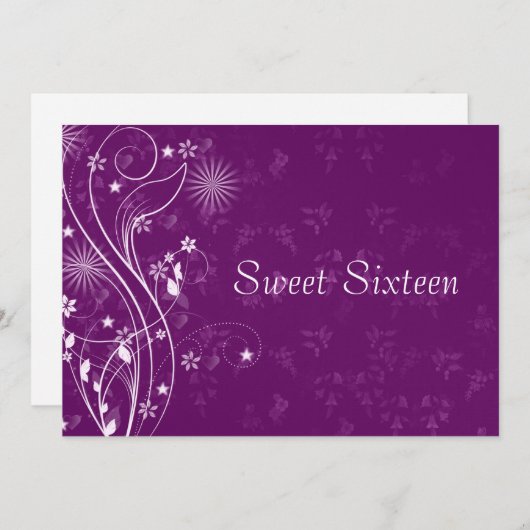 Paarse en witte zestien uitnodiging (Voorkant / Achterkant)