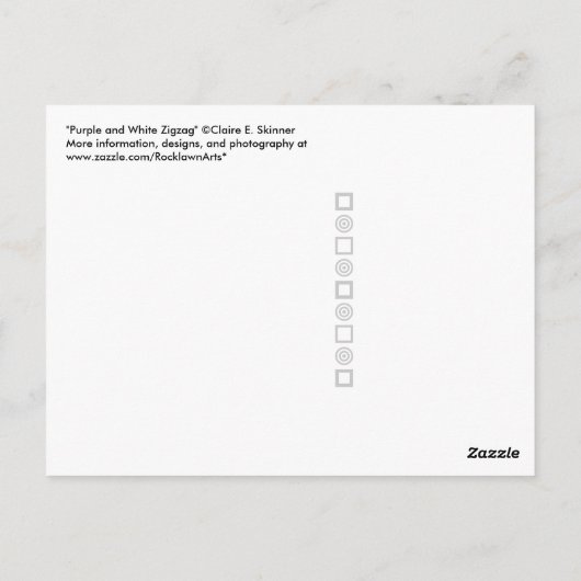 Paarse en witte zigzag briefkaart (Achterkant)