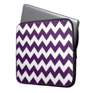 Paarse en witte zigzag laptop sleeve