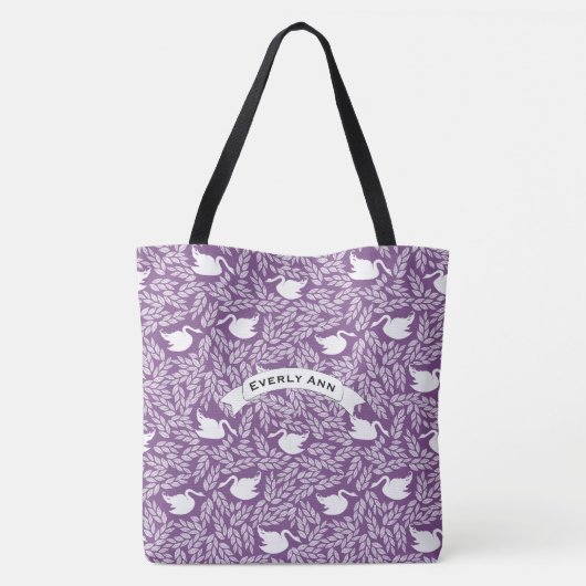 Paarse en witte zwenkplaat tote bag (Achterkant)