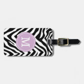 Paarse en Zebra Print Custom Monogram Bagagelabel (Voorkant horizontaal)