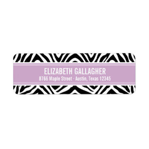 Paarse en Zebra Print Retouradres Etiket