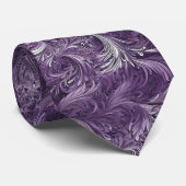 Paarse en zilveren abstract patroon stropdas (Opgerold)