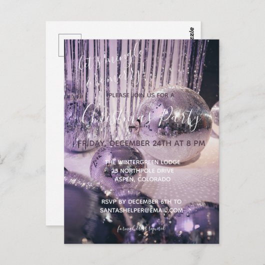 Paarse en Zilveren Baubles kerstfeest Invitati Briefkaart (Voorkant / Achterkant)