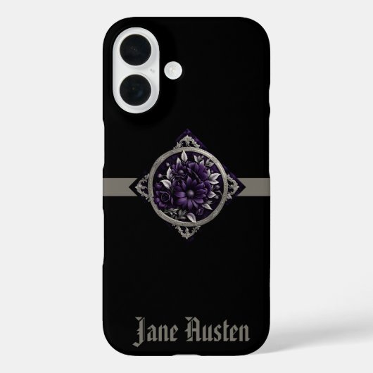 Paarse en zilveren bloemen in gotisch Lijst Case-Mate iPhone Case (Achterkant)