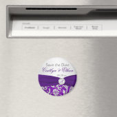 Paarse en Zilveren Damask Sla de Datummagneet op Magneet (Insitu (Vaatwasser))