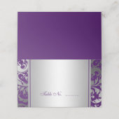 Paarse en zilveren Damask Swirls bruiloft gevouwen (Buitenkant ongevouwen)