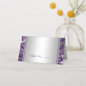 Paarse en zilveren Damask Swirls bruiloft gevouwen (Voorkant)
