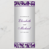 Paarse en zilveren Damask Swirls Wedding Program Programma (Voorkant)