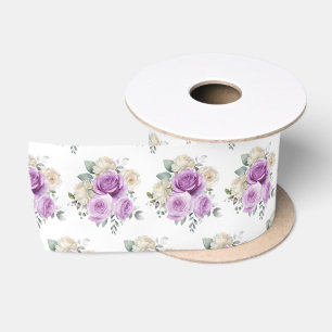 Paarse en zilveren elegante bloemen lint