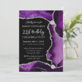 Paarse en zilveren faux Glitter Agate Birthday Kaart (Staand voorkant)