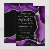 Paarse en zilveren faux Glitter Agate Birthday Kaart (Voorkant / Achterkant)