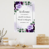 Paarse en zilveren Floral Boho Wedding Welcome Sig Poster (Keuken)