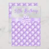 Paarse en zilveren getufte parels verjaardagsfeest kaart (Voorkant / Achterkant)