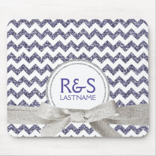 Paarse en zilveren Glitter-look - Aangepast paar Muismat