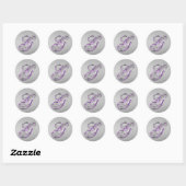 Paarse en Zilveren Glitter Monogram G Sticker (Vel)