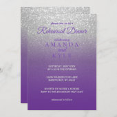 Paarse en zilveren glitter - repetitiediner kaart (Voorkant / Achterkant)