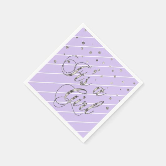 Paarse en zilveren - Het is een meisje Servetten (Hoek)