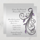 Paarse en zilveren kronkels op een zilveren achter kaart (Voorkant / Achterkant)