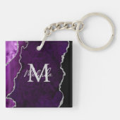 Paarse en zilveren marmeren agaat sleutelhanger (Achterkant)