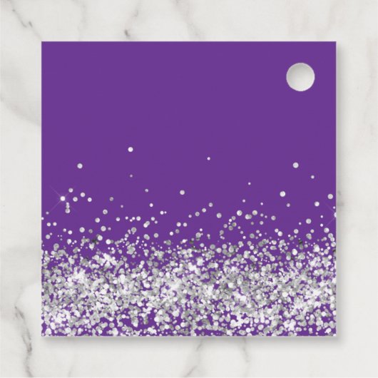 Paarse en zilveren partij gunsten bedankjes labels (Achterkant)