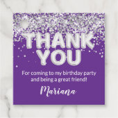Paarse en zilveren partij gunsten bedankjes labels (Voorkant)