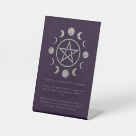 Paarse en zilveren Pentacle begrafenis Reclamebord Met Voetstuk