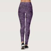 Paarse en zilveren Spiderweb Gothic Pattern Leggings (Achterkant)