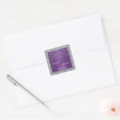 Paarse en zilverfolie Floral Monogrammed Sticker (Envelop)