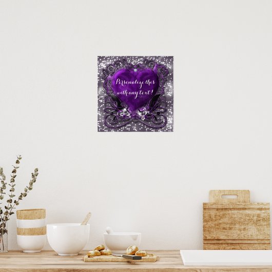 Paarse en zilverhardende partij poster (Keuken)