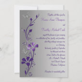 Paarse en zilvervlies met Butterflies nodigen Kaart (Achterkant)