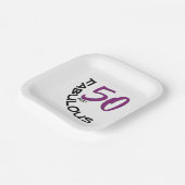 Paarse en zwarte 50e verjaardag Typografie Papieren Bordje (Gebogen)