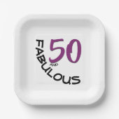 Paarse en zwarte 50e verjaardag Typografie Papieren Bordje (Voorkant)