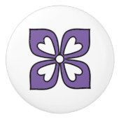 Paarse en zwarte bloem keramische knop (Voorkant)