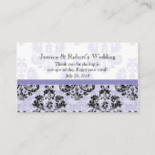 Paarse en zwarte Damask Trouwtafel Plaats Kaarten Plaatskaartje (Achterkant)