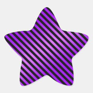 Paarse en Zwarte Diagonale Strepen Ster Sticker