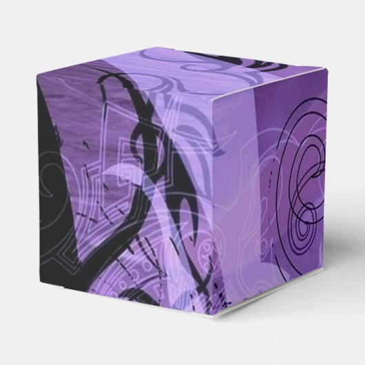 Paarse en zwarte doos met snijbalk bedankdoosjes (Achterkant)
