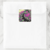 Paarse en zwarte fractal spiralen vierkante sticker (Tas)