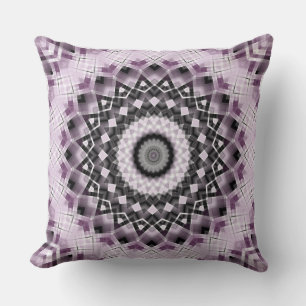 Paarse en zwarte geometrische mandala-patroonontwe kussen