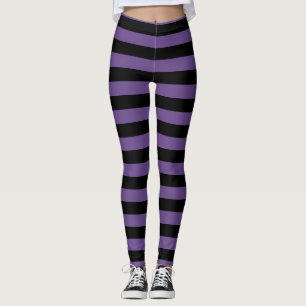 Paarse en zwarte gestreepte halloween Leggings