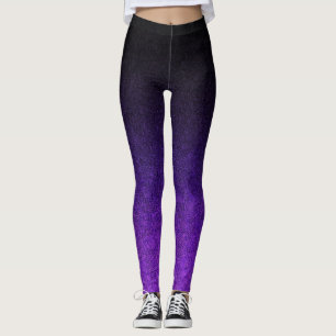 Paarse en zwarte glittergradiënt leggings