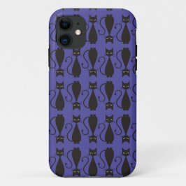 Paarse en zwarte Gothic - Kat Patroon iPhone 11 Hoesje