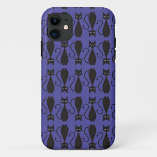 Paarse en zwarte Gothic - Kat Patroon iPhone 11 Hoesje
