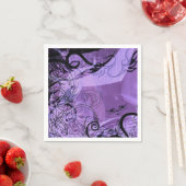 Paarse en zwarte Gothic Pattern Napkins Servet (Insitu)