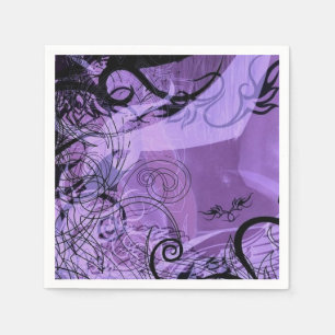 Paarse en zwarte Gothic Pattern Napkins Servet