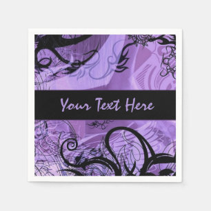 Paarse en zwarte Gothic Pattern Personaliseerde Na Servet