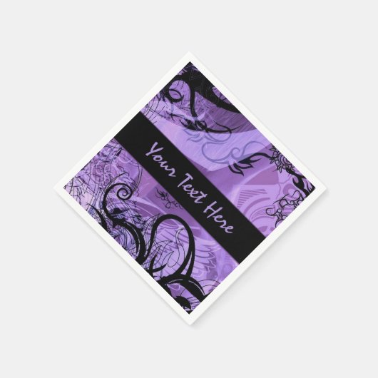 Paarse en zwarte Gothic Pattern Personaliseerde Na Servet (Hoek)