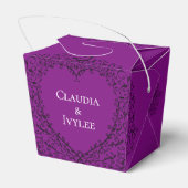 Paarse en zwarte Gothic Wedding Heart Bedankdoosjes (Achterkant)